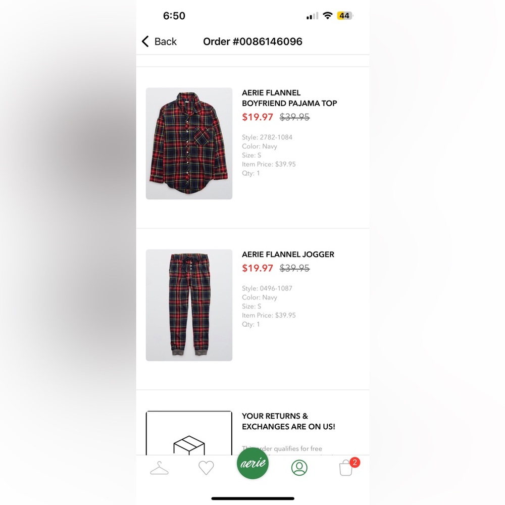 Aerie Boyfriend Flannel Pajama Top and Jogger NWT